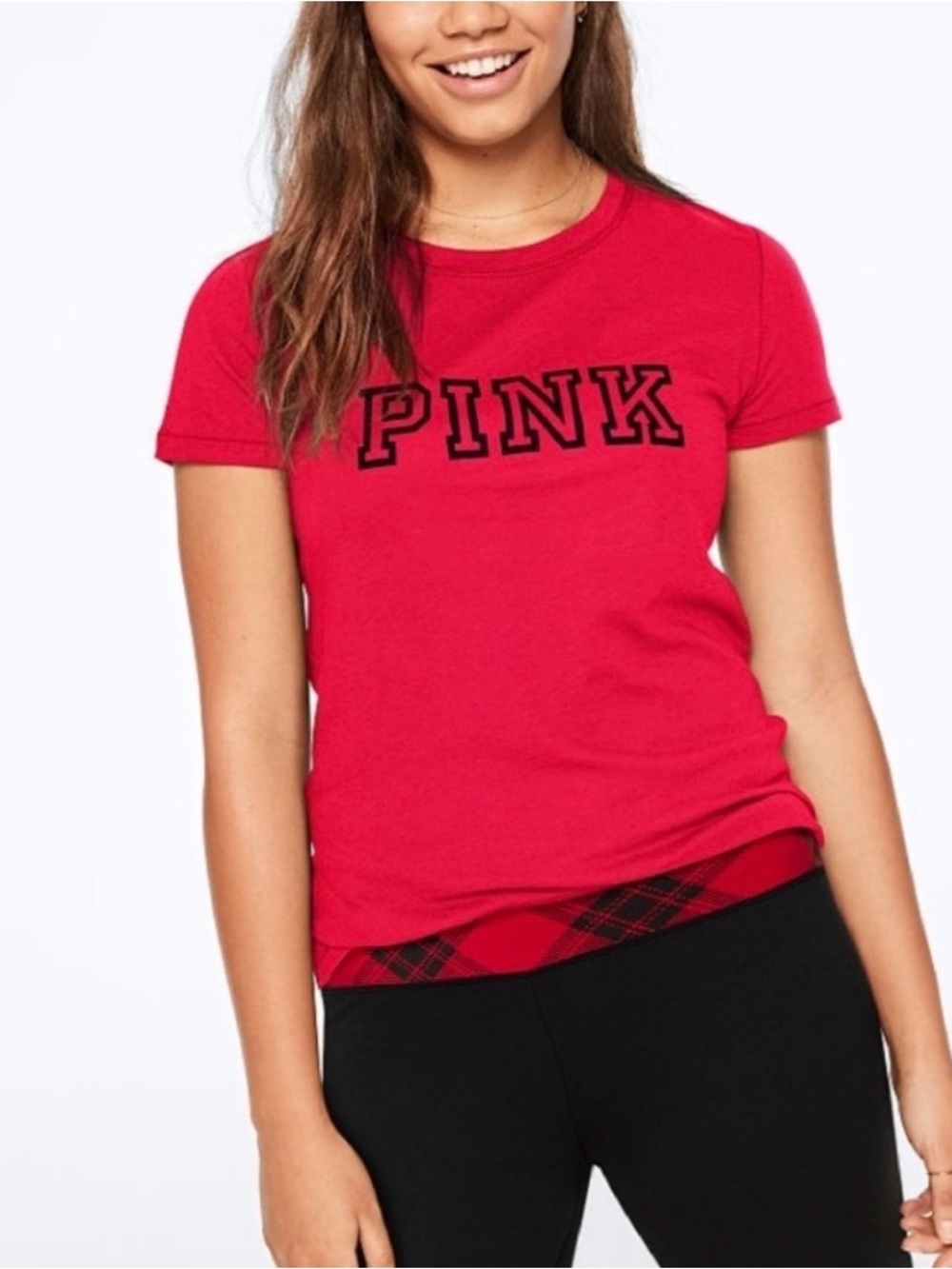 PINK Victoria's Secret red Logo Tee - Short Sleeve size XL